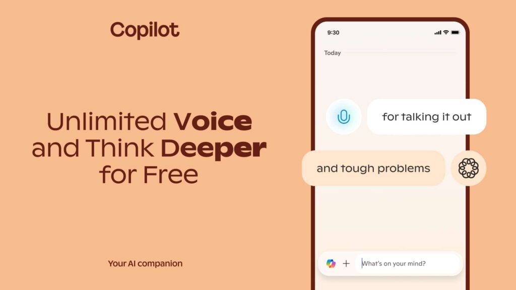 Microsoft élargit Copilot avec un accès gratuit aux fonctions avancées de voix et de raisonnement.