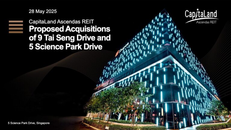 CapitaLand Ascendas REIT renforce sa présence à Singapour avec l'achat de deux actifs technologiques pour 700 millions de dollars singapouriens.