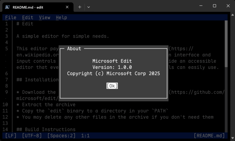 Microsoft lance "Edit" : son nouvel éditeur de texte en terminal, open source et prêt pour Windows 11 (et Linux)