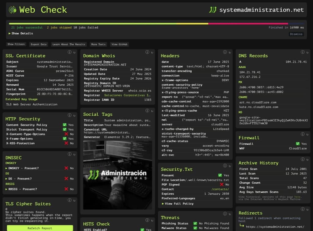 Web-Check : L'outil OSINT tout-en-un pour analyser n'importe quel site web