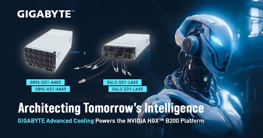 Giga Computing lance de nouveaux serveurs GIGABYTE pour l'IA avec refroidissement liquide et par air, alimentés par la plateforme NVIDIA HGX B200