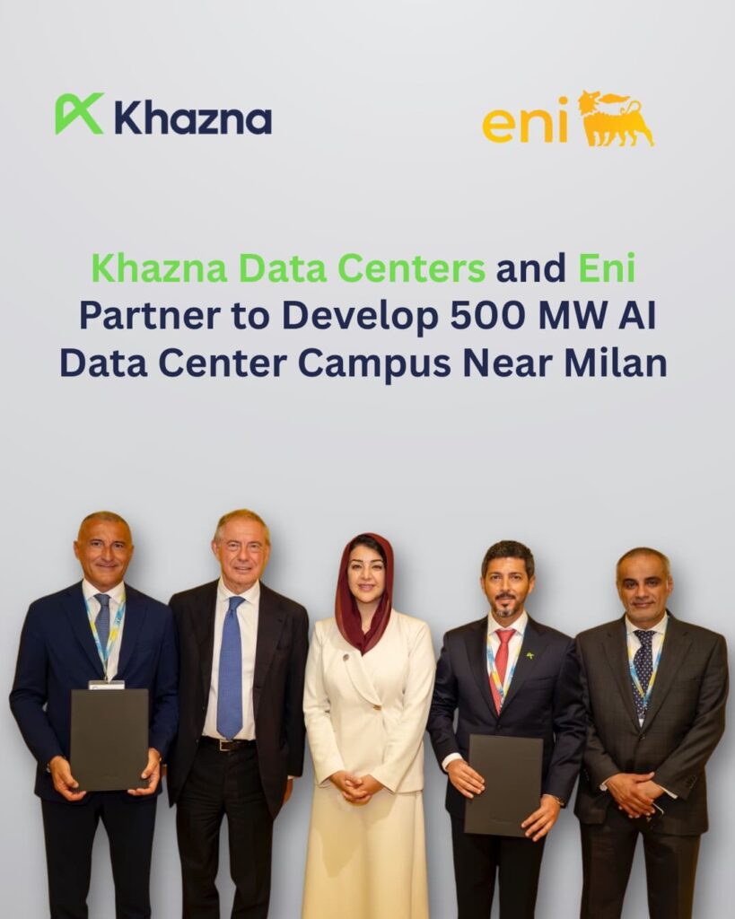 L'Italie accueillera un campus de données de 500 MW pour l'intelligence artificielle grâce à l'alliance entre Khazna Data Centers et Eni