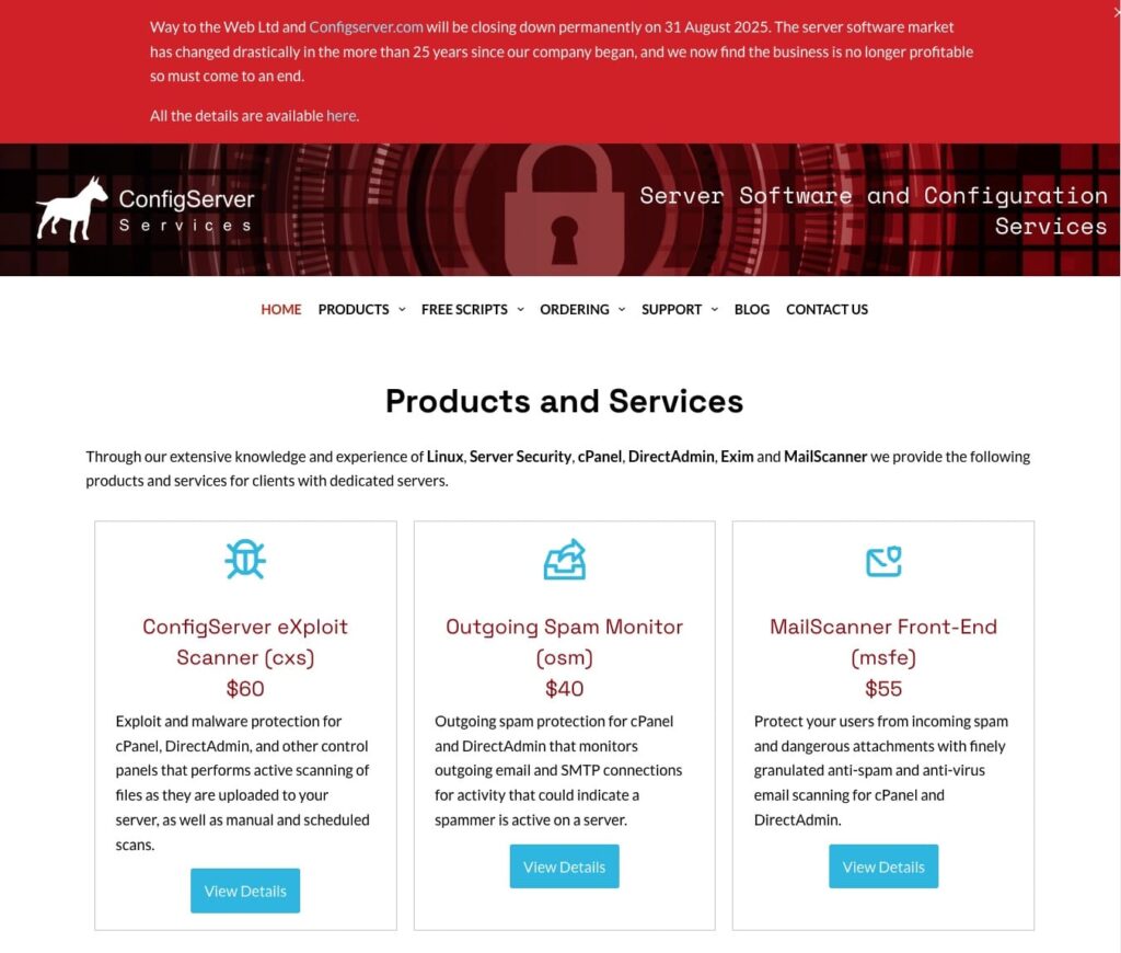ConfigServer ferme définitivement : le 31 août, l’un des pare-feux les plus utilisés sur les serveurs Linux cessera de fonctionner