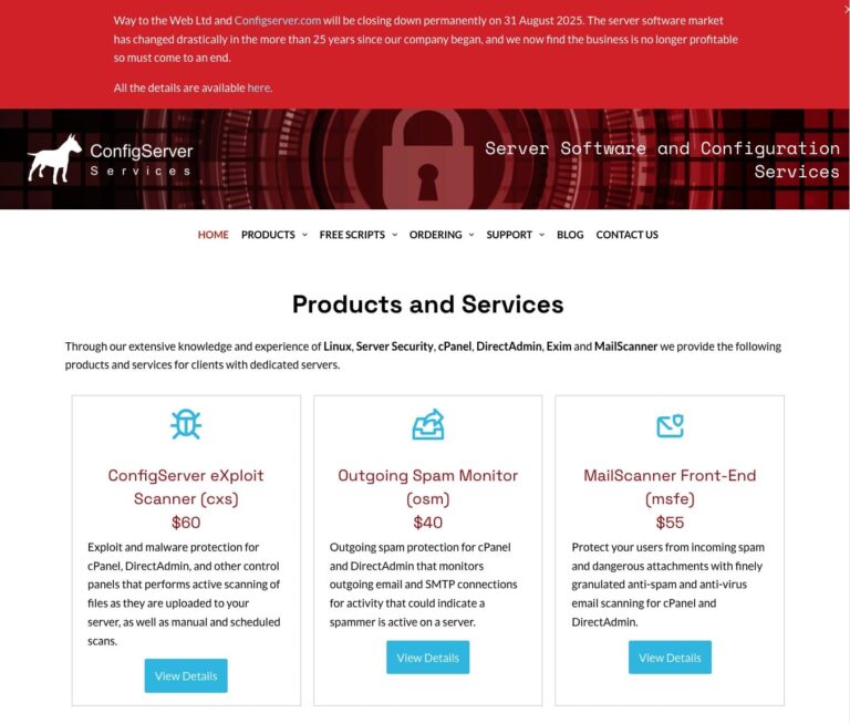 ConfigServer ferme définitivement : le 31 août, l’un des pare-feux les plus utilisés sur les serveurs Linux cessera de fonctionner