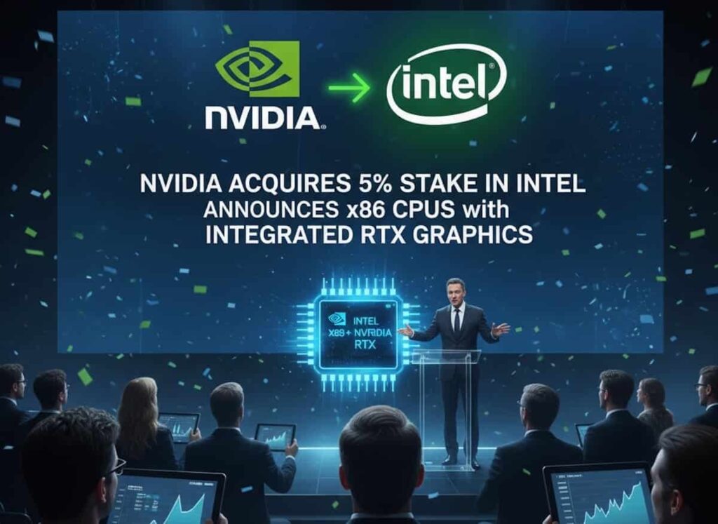NVIDIA et Intel scellent un partenariat stratégique pour co-développer des CPU x86 et des SoC avec RTX et intégrer NVLink de manière native : investissement de 5 milliards de dollars et feuille de route multigénérationnelle