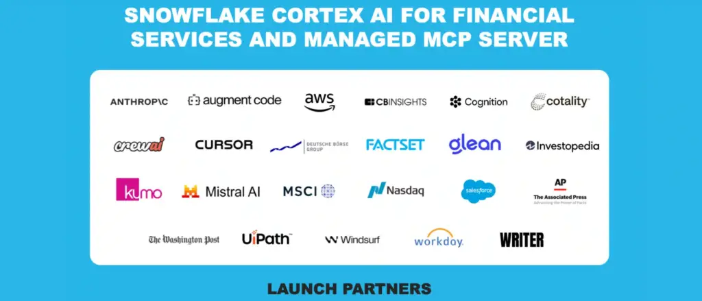 Snowflake lance Cortex AI pour les services financiers : agents et applications d'IA « prêtes pour l'entreprise », données réglementées et un serveur MCP pour interopérer avec tout l'écosystème