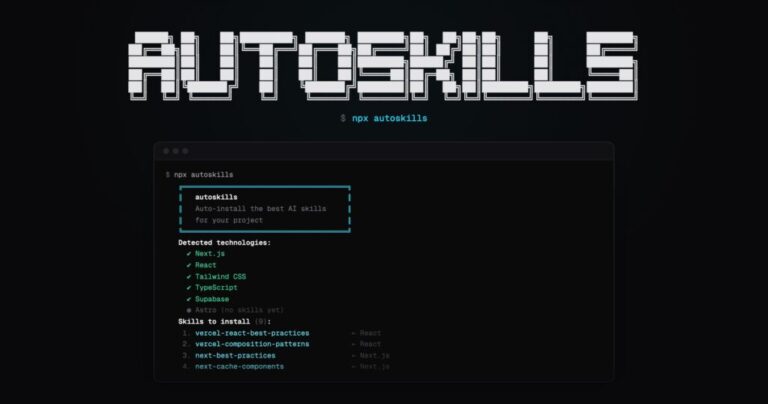 Autoskills promet de déployer dans une commande les compétences d'IA selon votre stack