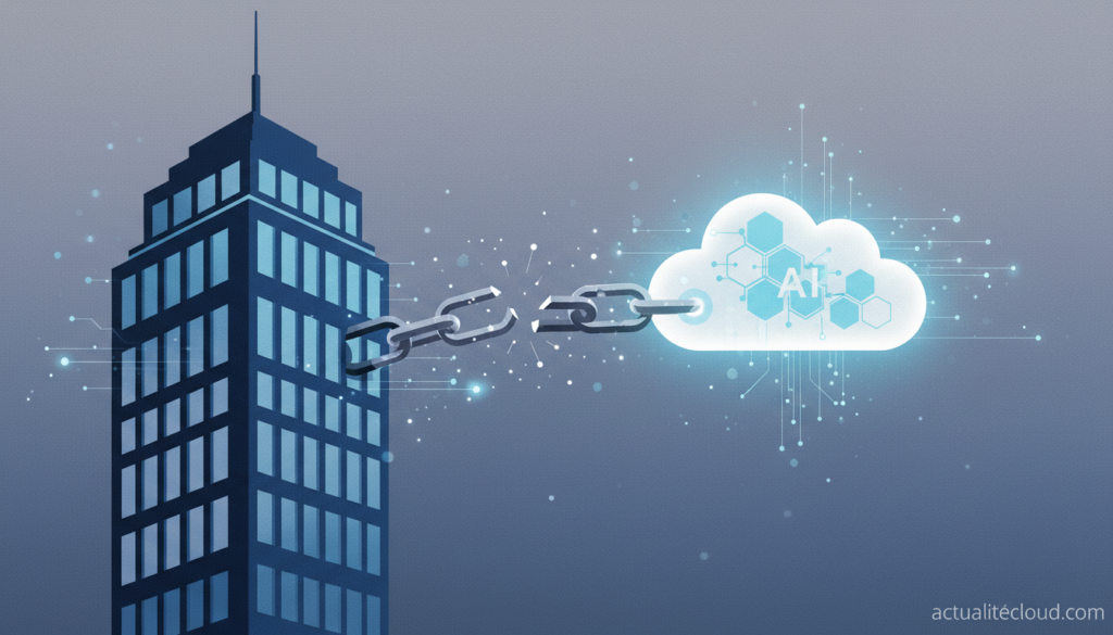 ai abstract illustration of a broken chain between a corporate uqBUq3