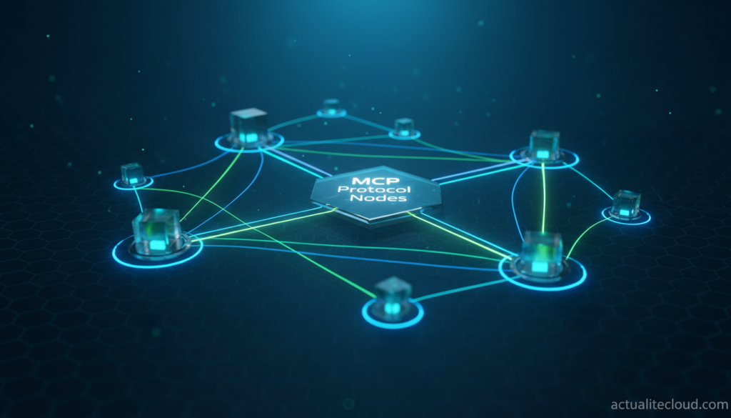 ai abstract network diagram of ai agents connecting through mcp Azys53