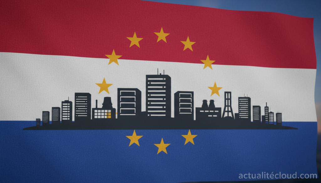 ai dutch flag with data center silhouettes and european union s vr4qia