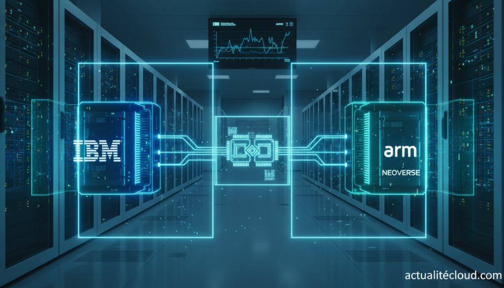 IBM et Arm : partenariat stratégique pour intégrer Arm dans l'informatique d'entreprise 8 ai ibm and arm logos visualization with enterprise server racks 4yxQJA