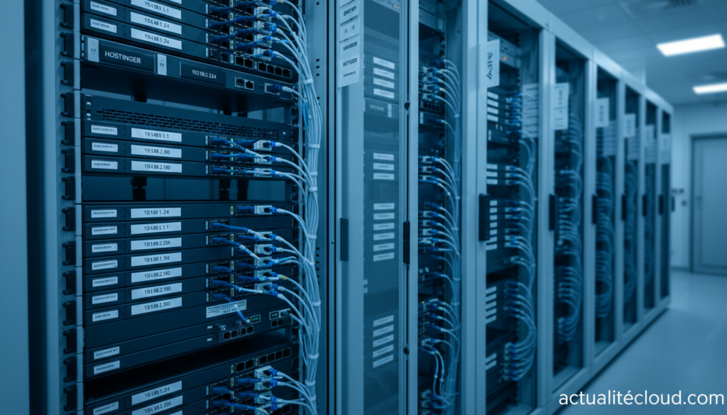 ai modern datacenter scene with network server racks illuminate 8rvySH