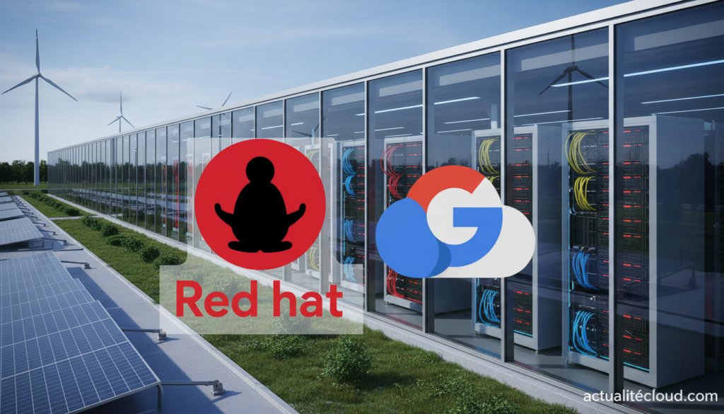 ai red hat and google cloud logos side by side with a modern eu Dd0xXm