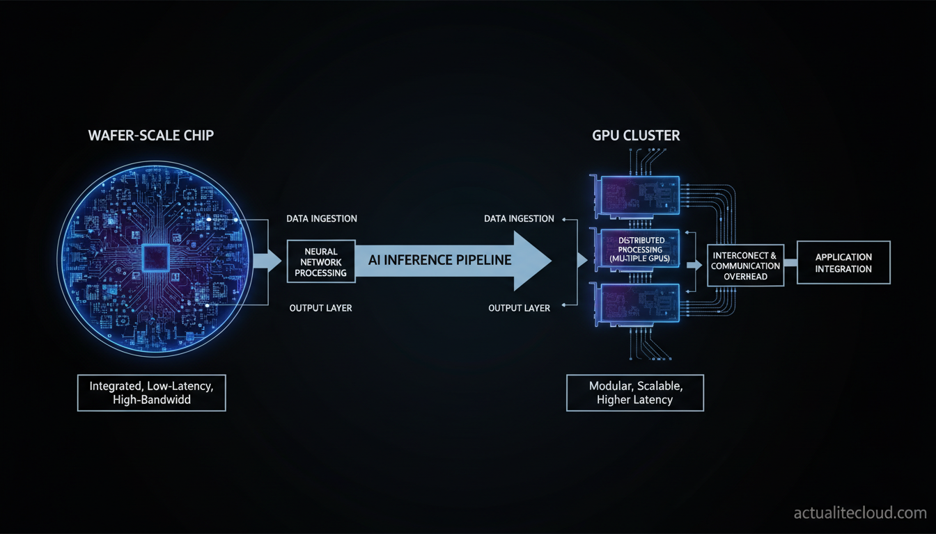 Architecture d'inférence IA : comparaison entre puce wafer-scale Cerebras WSE-3 et cluster GPU