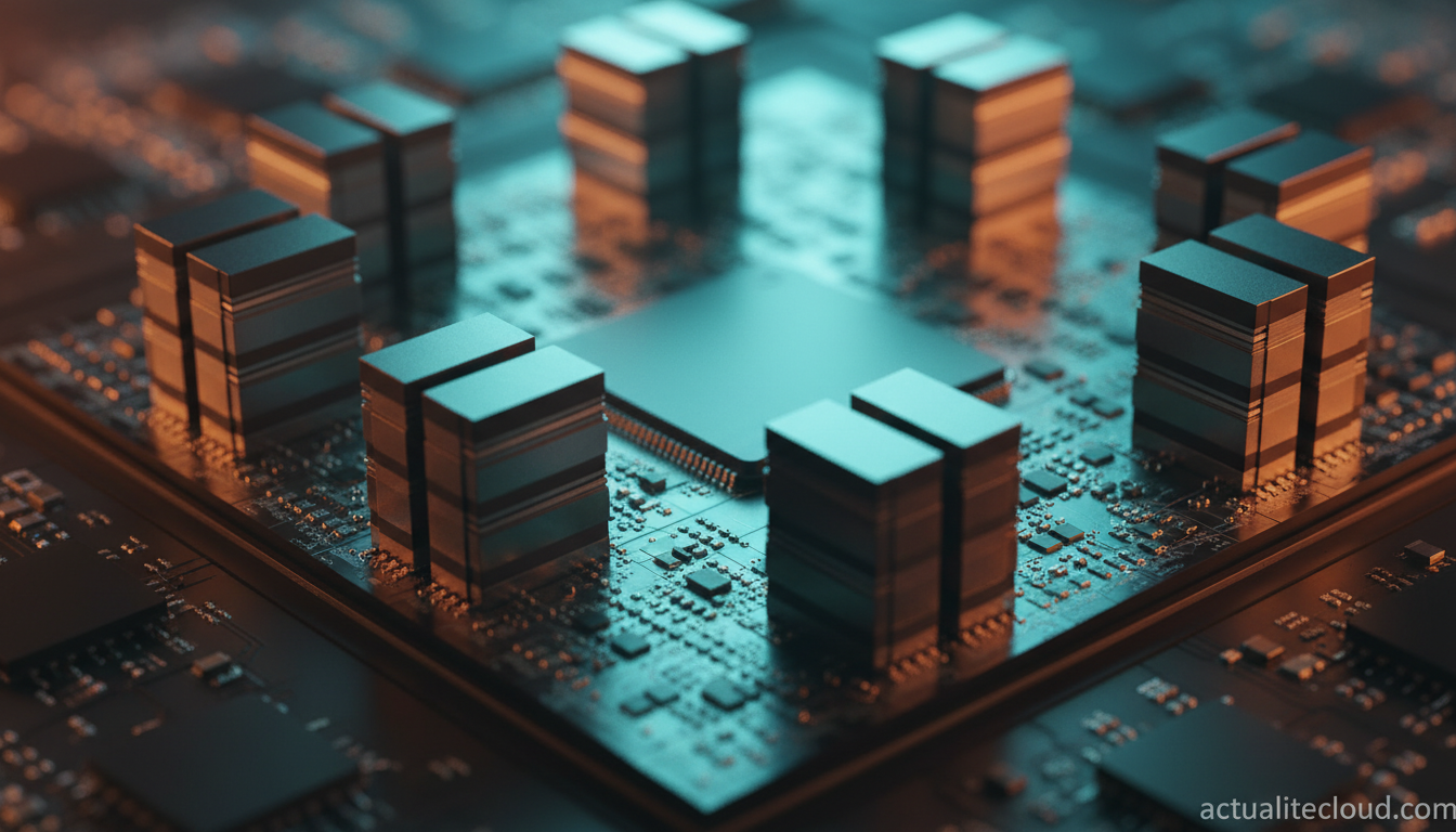 Packaging CoWoS avec dies de calcul et empilements HBM pour intelligence artificielle
