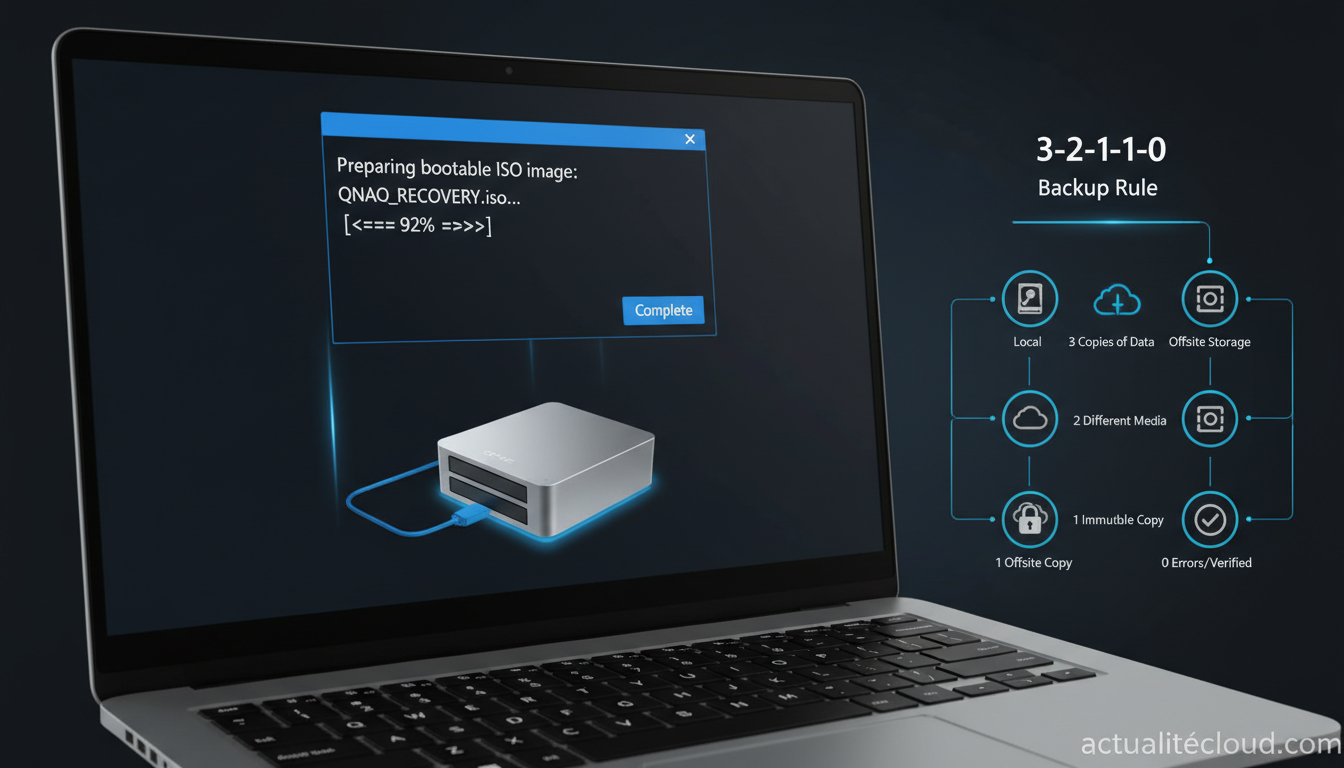 Environnement Windows PE et règle 3-2-1-1-0 pour la sauvegarde et récupération avec QNAP NAS