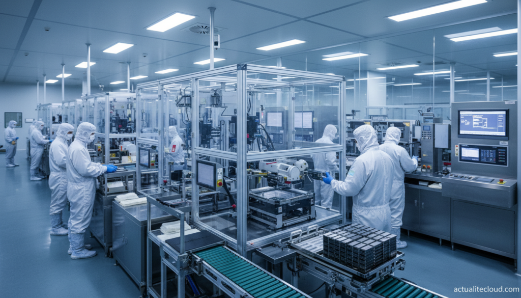 Usine de semi-conducteurs taïwanaise spécialisée dans la mémoire DRAM et le packaging avancé