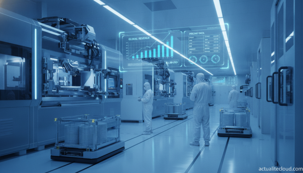 Usine de fabrication de puces TSMC avec données de revenus 2026