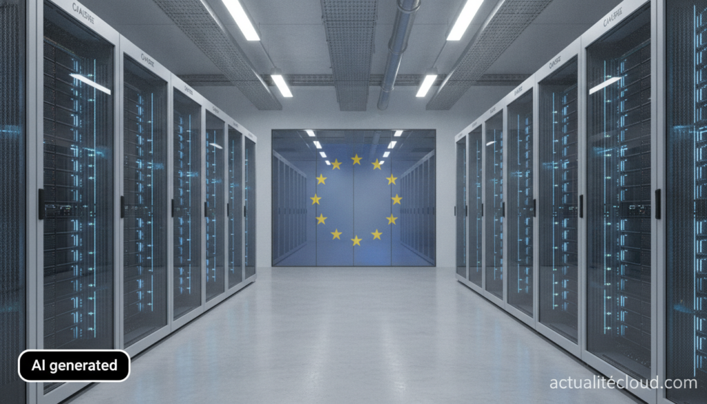 Centre de données européen avec serveurs GPU pour l'IA souveraine