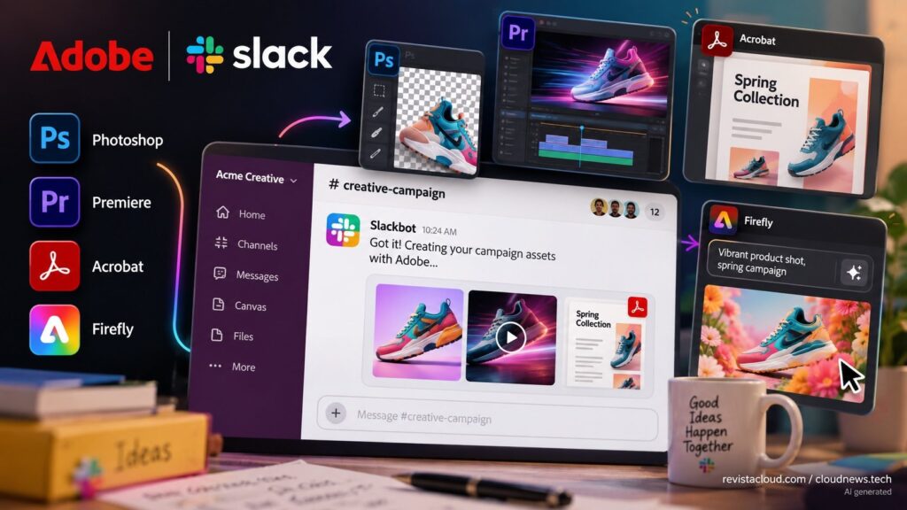 Adobe intègre Photoshop, Premiere, Acrobat et Firefly directement à Slack