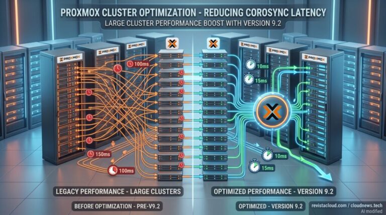 Un cluster Proxmox de 47 nodos peut dépasser 70 secondes uniquement avec Corosync
