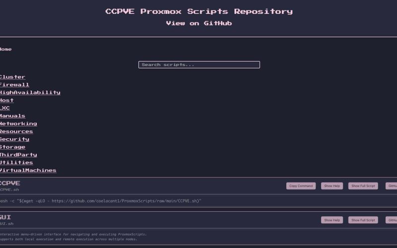 CCPVE : les scripts qui veulent transformer Proxmox VE en une plateforme "opérable" via des menus et une exécution à distance