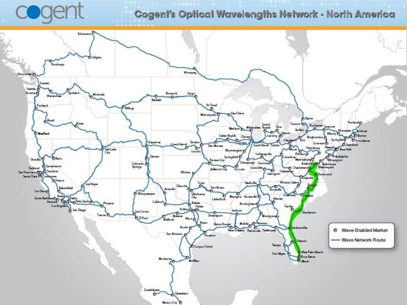 Cogent ouvre une nouvelle route à fibre entre Ashburn et Miami pour l'IA et les câbles sous-marins
