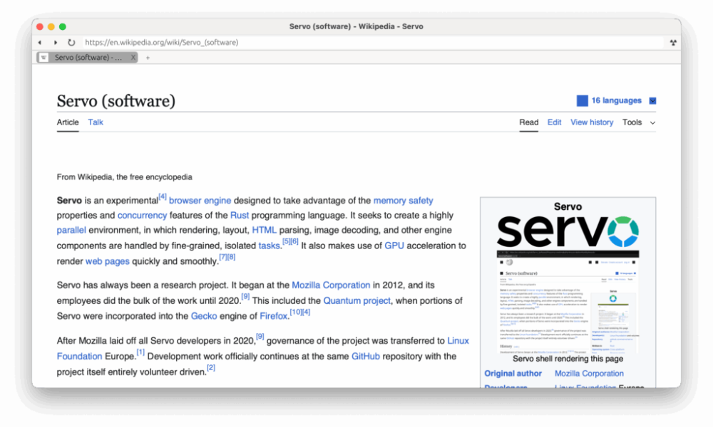 Servo, le moteur web parallèle qui veut être l'alternative légère à Chromium, WebKit et Gecko