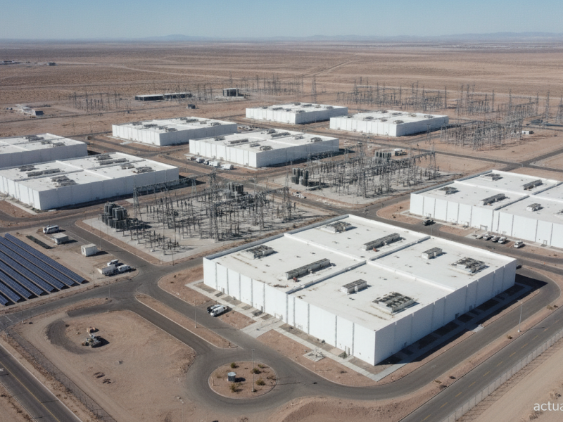 Campus de data centers IA aux États-Unis vue aérienne