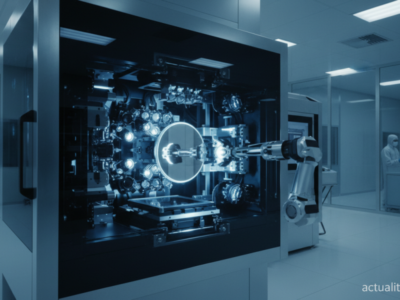 Machine de lithographie EUV ASML dans une salle blanche — prévisions 2026 semi-conducteurs IA